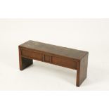 A SMALL CHINESE HARDWOOD SLAB-FORM TABLE OR STAND with two frieze drawers, Qing, 18th/19th