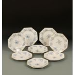 A SET OF EIGHT VISTA ALEGRE PORTUGESE PORCELAIN PLATES, with blue painted floral decoration on white