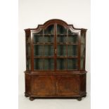 A DUTCH WALNUT DISPLAY CABINET, the glazed upper section above twin panelled doors, 18th century,