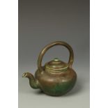 A CHINESE GREEN-GLAZED ROUND TEAPOT, Qing, 18th/19thC, 5.5" long