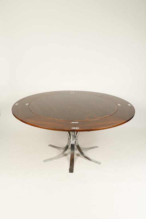 A DANISH "DYRLUND" DINING SUITE comprising an extending circular table with "flip-flap" extensions - Image 3 of 5