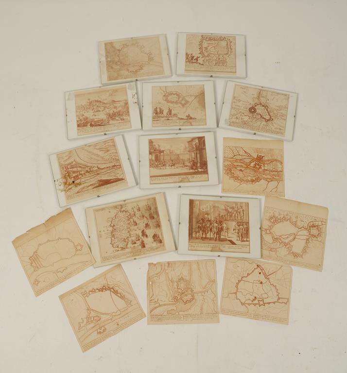 PETER SHENK: A COLLECTION OF FIFTEEN PRINTED MAPS OF FORTIFIED TOWNS, 6.5" x 7.5" and similar (15)