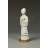 A CHINESE BLUE AND WHITE FEMALE IMMORTAL, Qing, 17th/18thC, 6.75" high