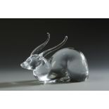 ALFREDO BARBINI: A GLASS SCULPTURE OF A GAZELLE, with engraved signature 'A. Barbini', and 'Pauly