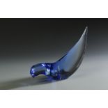 ALFREDO BARBINI: A BLUE GLASS DOVE, with engraved signature, 'A. Barbini', 8.5" wide. See