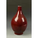 A CHINESE 'LANGYAO' BOTTLE VASE, the glaze with fine vertical markings, Qing, 18th/19thC, 16" high