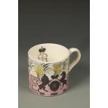 ERIC RAVILIOUS FOR WEDGWOOD: A QUEEN ELIZABETH II 1953 CORONATION MUG in the pink and yellow
