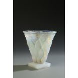SABINO: AN OPALESCENT GLASS VASE, with moulded fish decoration, with engraved signature 'Sabino