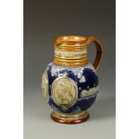 DOULTON LAMBETH: A STONEWARE BALUSTER JUG commemorating the Diamond Jubilee of Queen Victoria,