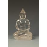 A SOUTH EAST ASIAN ROCK CRYSTAL BUDDAH, 6.5" high