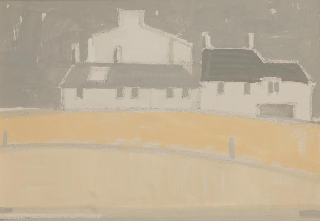 •MICHAEL UPTON (1938-2002) "West Bay 1994", gouache, 5.5" x 7.75". See illustration