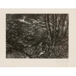 •REYNOLDS STONE (1909-1979) A wood engraving study of two young boys with a fish they have caught,