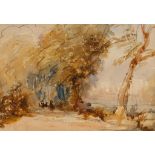 DAVID COX SENIOR (1783-1859) "The Path by the River", Agnew & Sons Ltd label numbered 18605 verso,