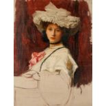 GEORGE SPENCER WATSON, RA, RWS, ROI (1869-1934) "Lady in White", oil on canvas, 33" x 25". See