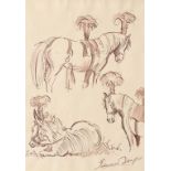 MANNER OF EDWARD SEAGO (1910-1974) Vignettes of circus horses wearing plumes, signed lower right,