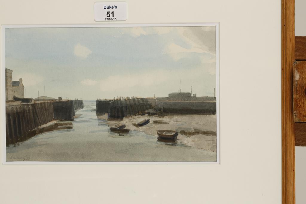 •JOHN NEWBERRY (1934-) "Harbour at Low Tide, West Bay", signed and dated '78 lower left, 6.25" x 9. - Image 4 of 4