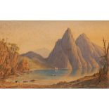 COLONIAL SCHOOL, 19th century A mountainous landscape with a lake and canoe, probably a view of