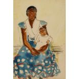 •VIOLET MADELINE JOSETTE (JO) JONES (1894-1989) "Spanish Gypsy and Baby", signed upper right and