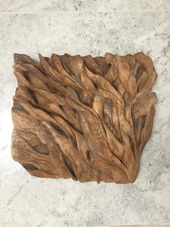 DAVID WEST (1939-) "Seaweed", signed verso, wood carving, 13.5" x 14"