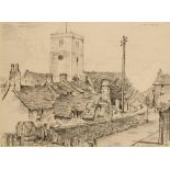 •DAVID WILLIAM BURLEY (1901-1990) "St. Mary's Church, Swanage", signed upper right and dated '35,