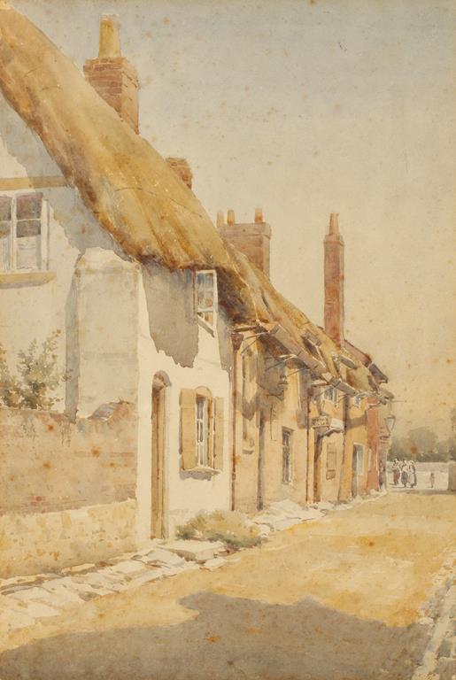 ENGLISH SCHOOL, 19th century A terrace of thatched cottages in Mill Street, Dorchester, watercolour,