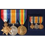 A GREAT WAR TRIO OF MEDALS, with miniatures, 1914-15 Star, War and Victory (10953 PTE. F. FORD.