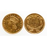 AMERICA, GOLD DOLLAR, 1861. Head left, value and date within wreath on reverse. VF. (one coin)