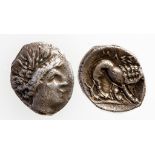 CELTIC TRIBES OF GAUL / NORTHERN ITALY, CISALPINE GAUL. AR DRACHM, SECOND CENTURY B.C. Imitating