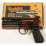 A WEBLEY 'JUNIOR' .177 AIR PISTOL IN ORIGINAL BOX, 7.5"