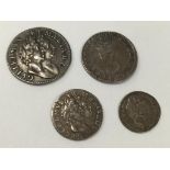 WILLIAM AND MARY, 1689-94. PART MAUNDY SET, 1689. Penny 1694 (HI for HIB). GVF-AEF. (four coins)