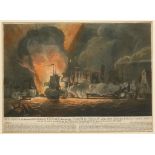 AN 18TH CENTURY COLOURED ENGRAVING "This scene is that most glorious victory obtained by Admiral