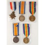 A GREAT WAR TRIO OF MEDALS, (V.337 G.C. SQUIBB. STO. R.N.R.), and a pair of medals (73582 GNR. R.