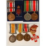 A GREAT WAR PAIR AND GVI CONSTABULARY MEDAL GROUP, with British Red Cross medal, (158737 GNR. W.H.