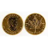 CANADA, FIFTY DOLLARS, 2012. Fine Gold 1oz Or Pur, 999. Old head right, maple leaf on reverse.