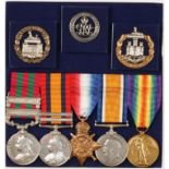 TWO BOER WAR AND GREAT WAR TRIO MEDAL GROUPS, with badges, India General Service with Punjab