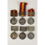 A COLLECTION OF QUEEN'S SOUTH AFRICA MEDALS, all with clasps, four with naming removed, two