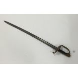 A EUROPEAN NAVAL OFFICER'S SWORD, with brass guard and ebonised handle, 19th century, 33"