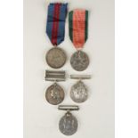 A COLLECTION OF FIVE MEDALS, some with damage or naming worn/removed. Q.S.A. with Transvaal and