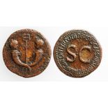 TIBERIUS AND GERMANICUS GEMELLUS, 19-37/8, 19-23/4 A.D. AE SESTERTIUS. Struck under Tiberius, 22-