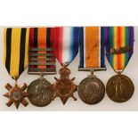 A BOER WAR AND FIRST WORLD WAR MEDAL GROUP, Ashanti Star, 1896, Q.S.A. with Cape Colony, Orange Free