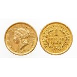 AMERICA, GOLD DOLLAR, 1851. Head left, value and date within wreath on reverse. GVF. (one coin)