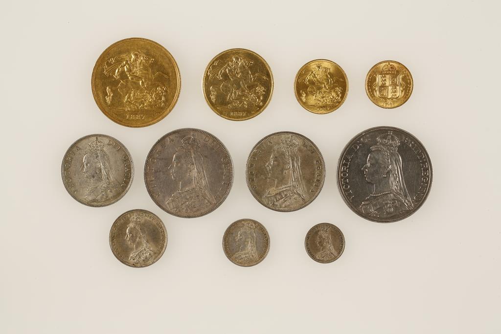 VICTORIA, 1837-1901. ELEVEN COIN GOLD AND SILVER SET, 1887. AEF-AUNC - Image 2 of 2