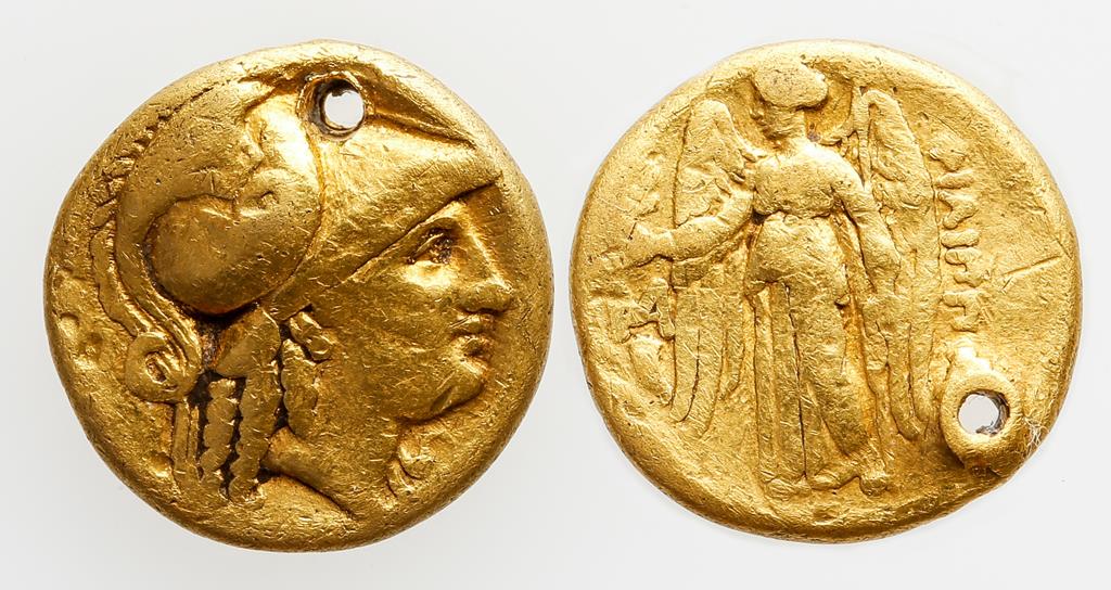 GREEK, ALEXANDER III 'THE GREAT'. AV STATER, LATE THIRD / EARLY FOURTH CENTURY B.C. Head of Athena