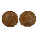 HIBERNIA, GEORGE I, 1714-27. HALFPENNY, 1723. Laureate head right, Britannia seated with harp on