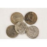 SPAINISH COLONIES. EIGHT REALES, 1736 MO MF. And four other Eight Reales, 1739 MO MF (2), 1740 MO MF