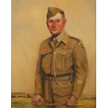 A 1940'S PORTRAIT OF AN OFFICER IN UNIFORM, signed "W. Loncstaff" and inscribed to "S/M Lamont