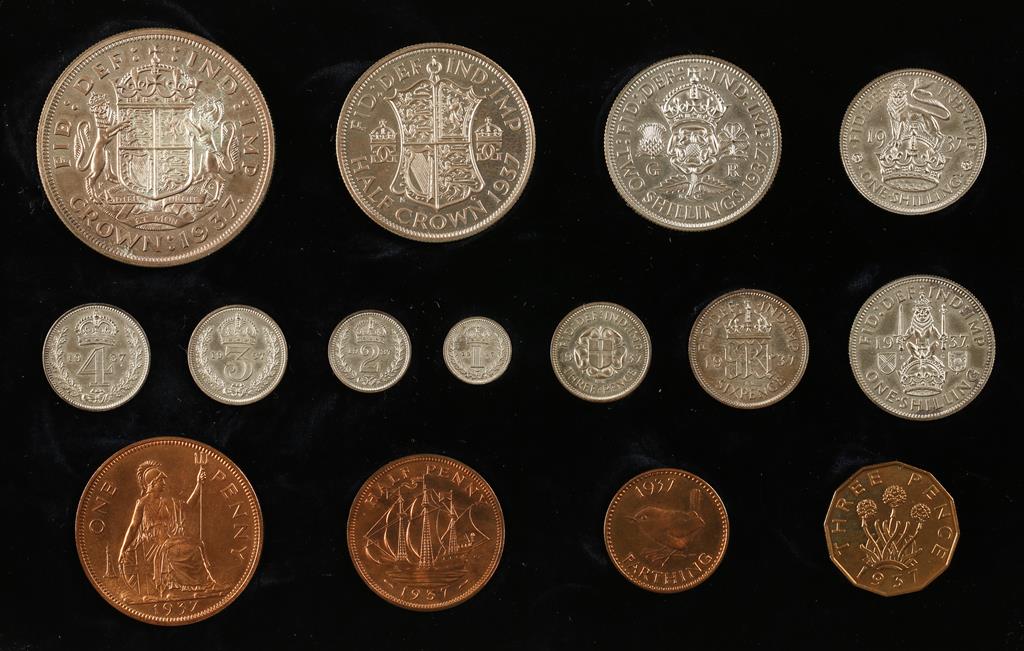 GEORGE VI, 1937-52. FIFTEEN COIN PROOF SPECIMEN COIN SET, 1937. In original tooled red leather case.