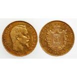 FRANCE, NAPOLEON III, 1852-70. FIFTY FRANCS, 1857 A. Bare head right, crowned and mantled arms on