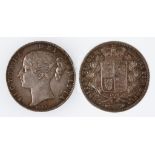 VICTORIA, 1837-1901. CROWN, 1847. Young head, crowned shield within wreath on reverse, cinquefoil