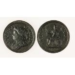 ANNE, 1702-14. FARTHING, 1714. Draped bust, Britannia seated on reverse. A slightly porrus